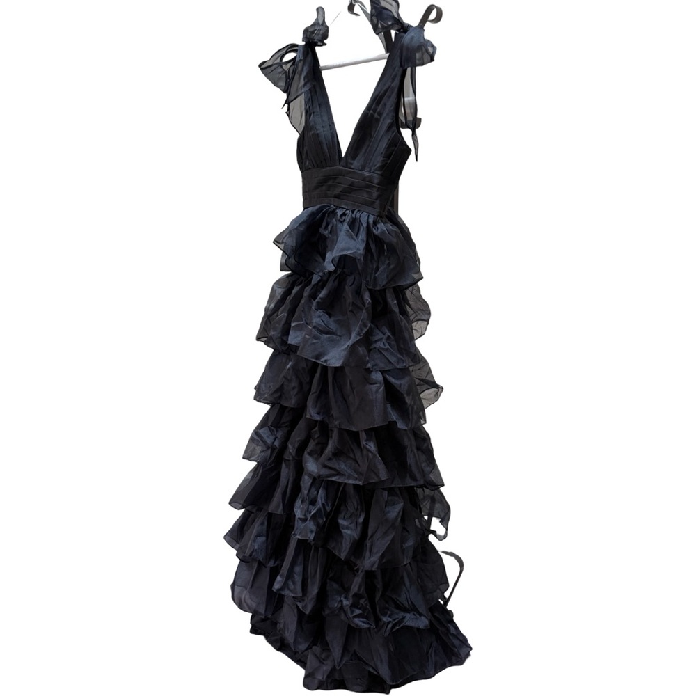 Ceremony Gown – Gothic Ruffle Dress with Slit & Bows” NWOT-Small - Picture 7 of 17